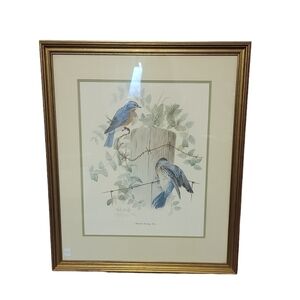 Charles Spaudling‎ Blue Bird Feeding Time 764/1000 Vintage Wall Artwork